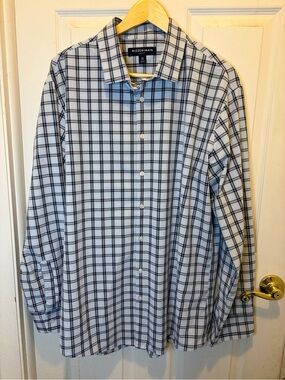 Mizzen+Main Leeward Light Blue and Navy Plaid Dress Shirt